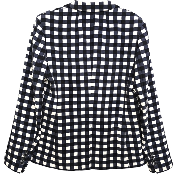 Nwot Banana Republic Dark Navy Black/White Gingham Collared Blazer - Picture 11 of 17
